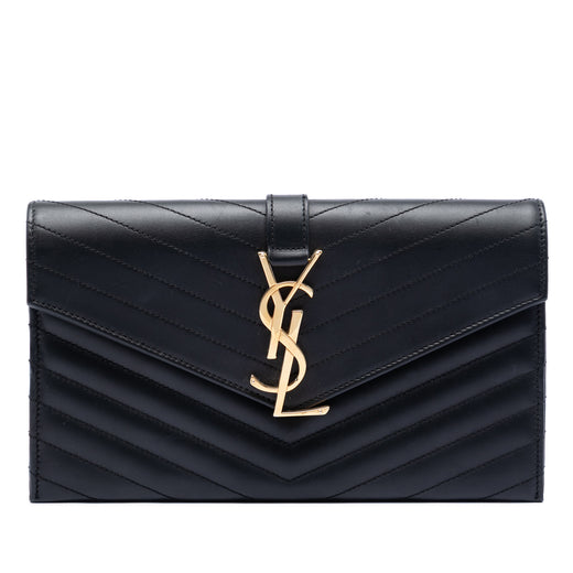 Lambskin Chevron Monogram Clutch - Image 1
