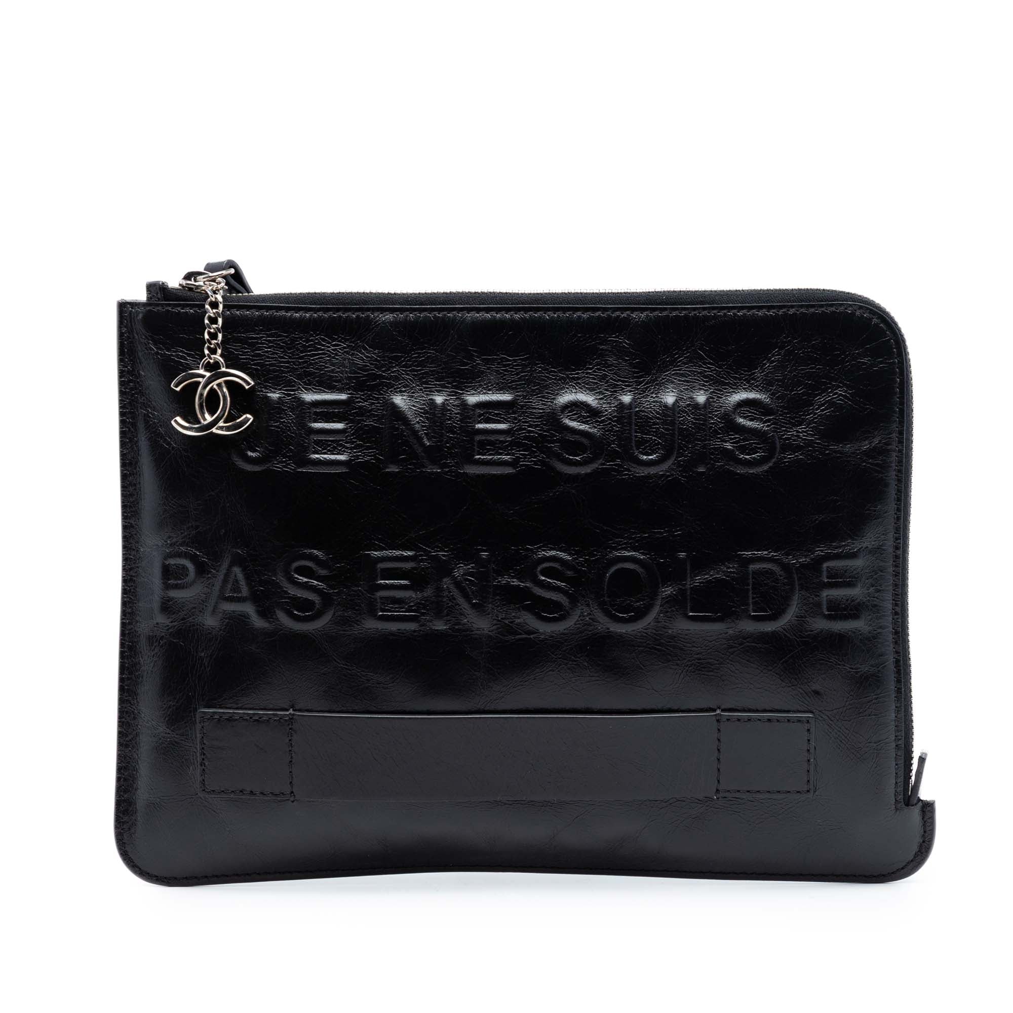 Distressed Calfskin Je Ne Suis Pas En Solde Clutch - Image 1