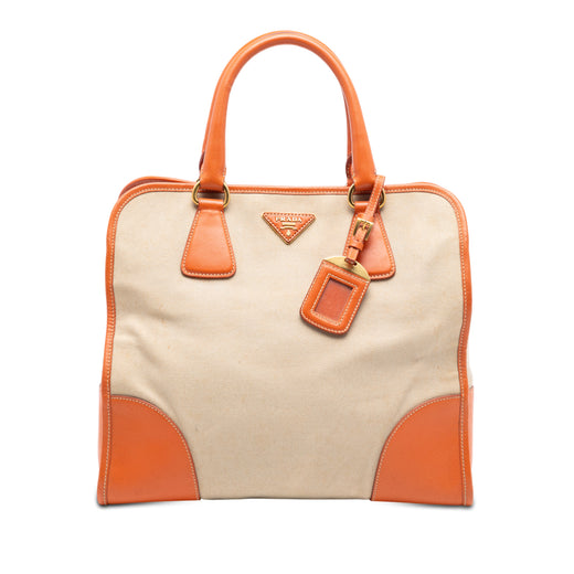 Saffiano Trimmed Canvas Canapa Satchel - Image 1