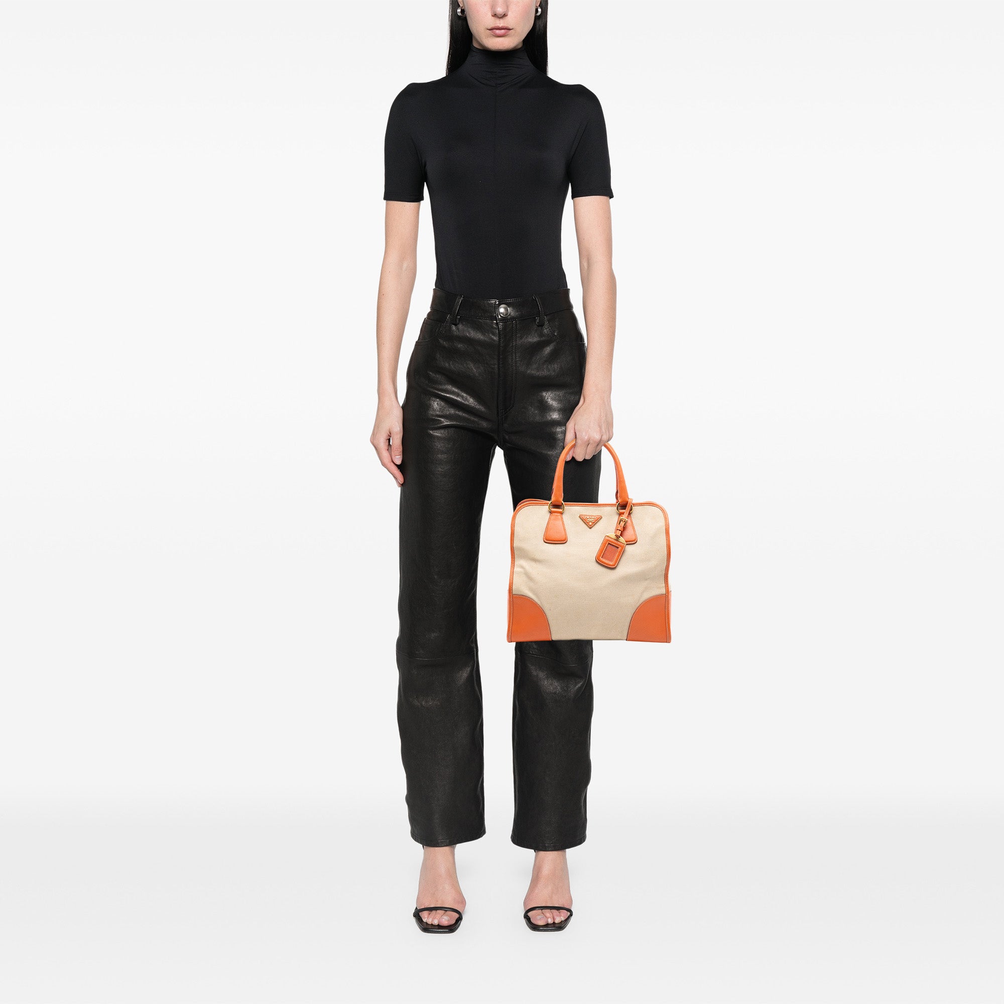 Saffiano Trimmed Canvas Canapa Satchel - Image 6