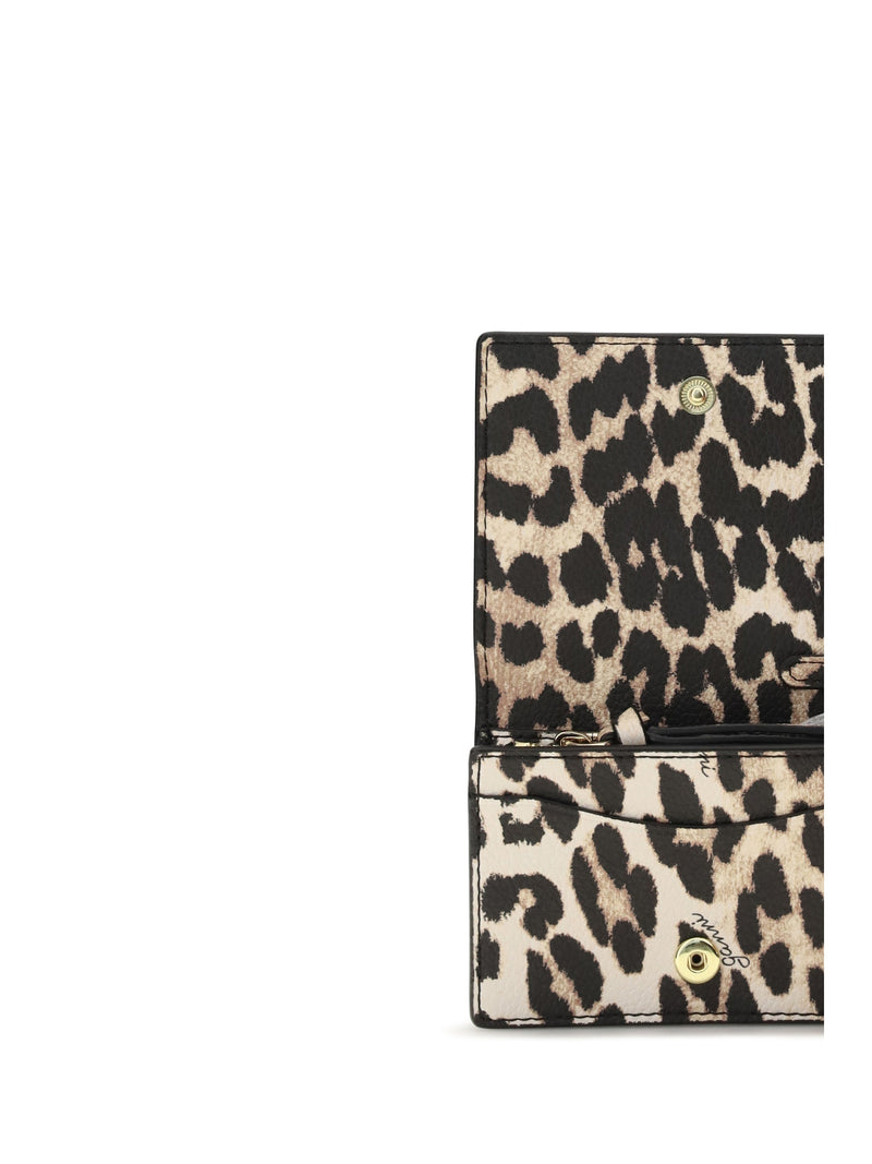 Ganni Animal-Print Recycled Polyester Card Case — Beige Wallets & Purses