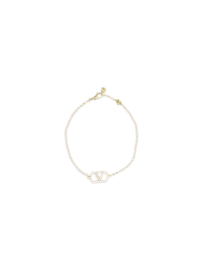 Valentino Garavani Vlogo Signature Swarovski Crystal Bracelet — Gold Metal Bracelets