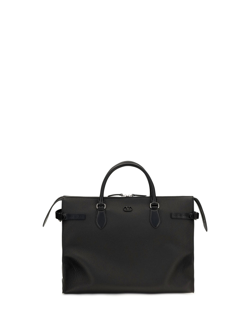 Valentino Garavani Antibes Top Handle Bag — Black Calf Leather