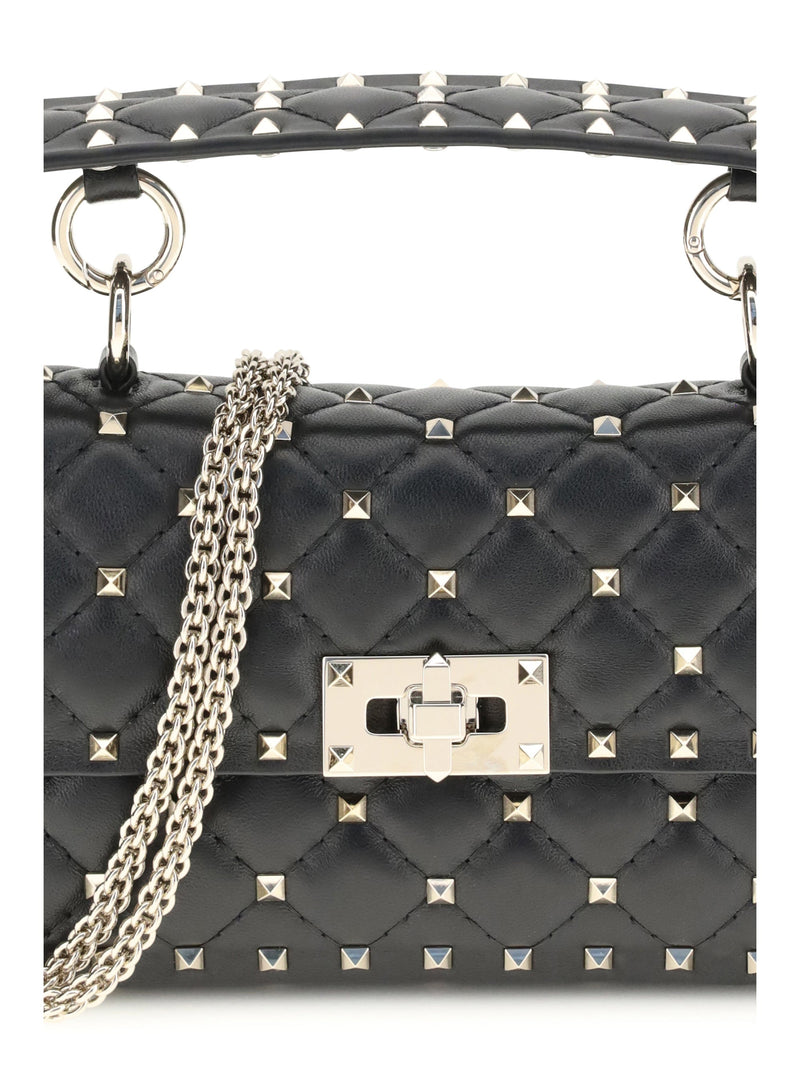 Valentino Garavani Quilted Nappa Leather Top Handle Bag — Black Lamb Ovis Aries