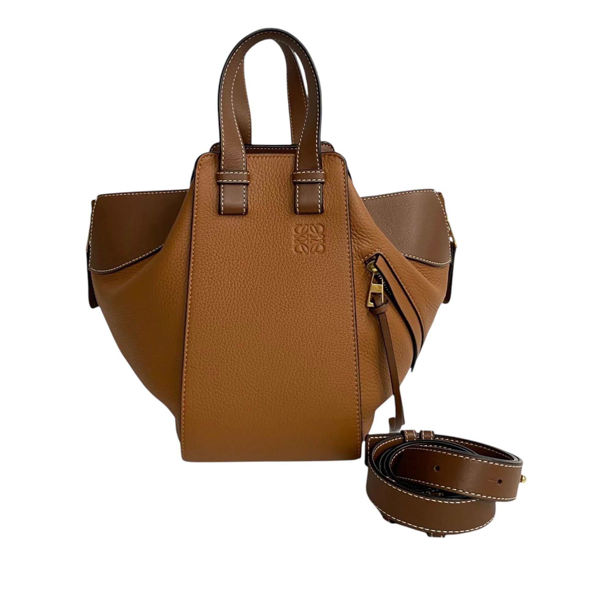Small Bicolor Leather Hammock Satchel - Image 1