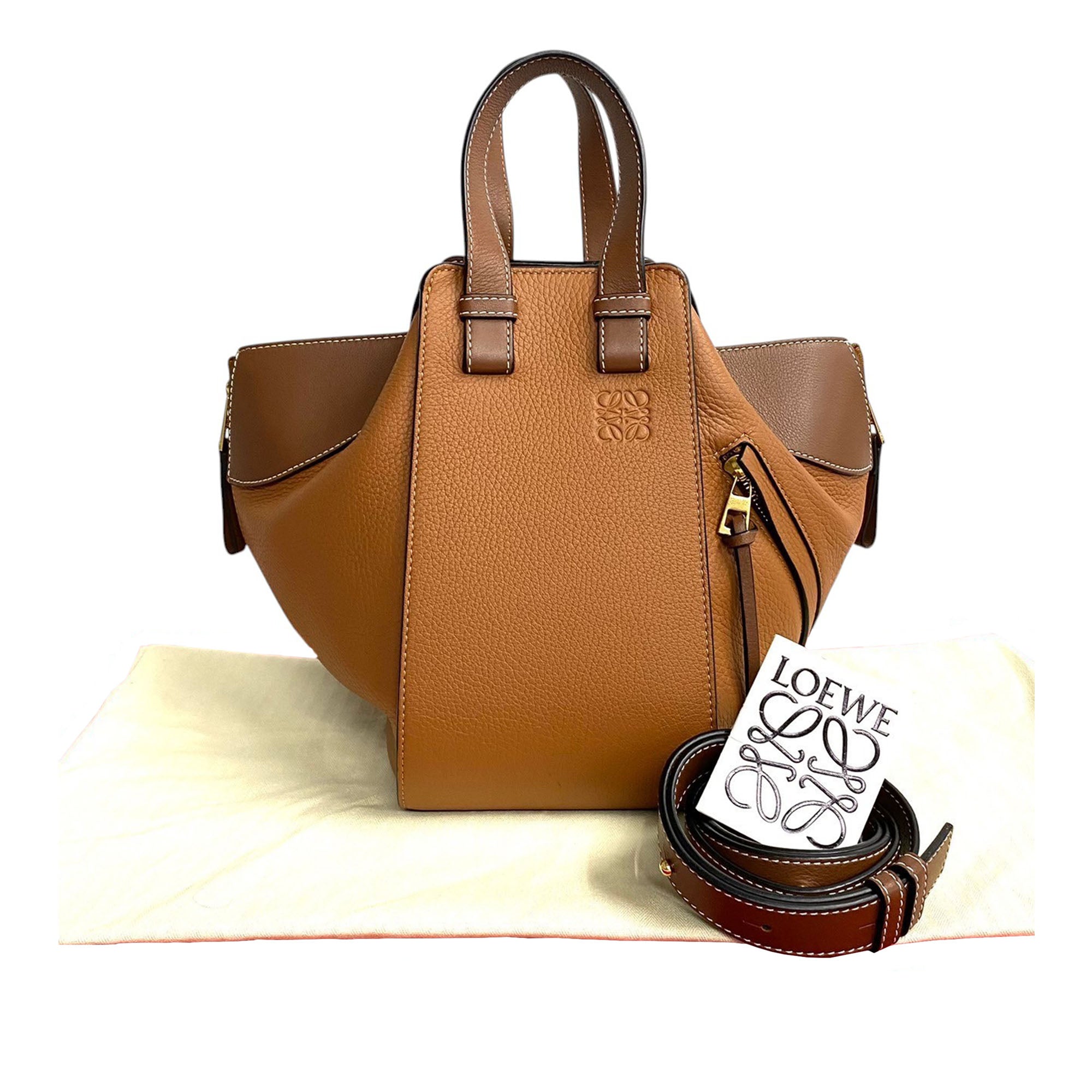 Small Bicolor Leather Hammock Satchel - Image 22