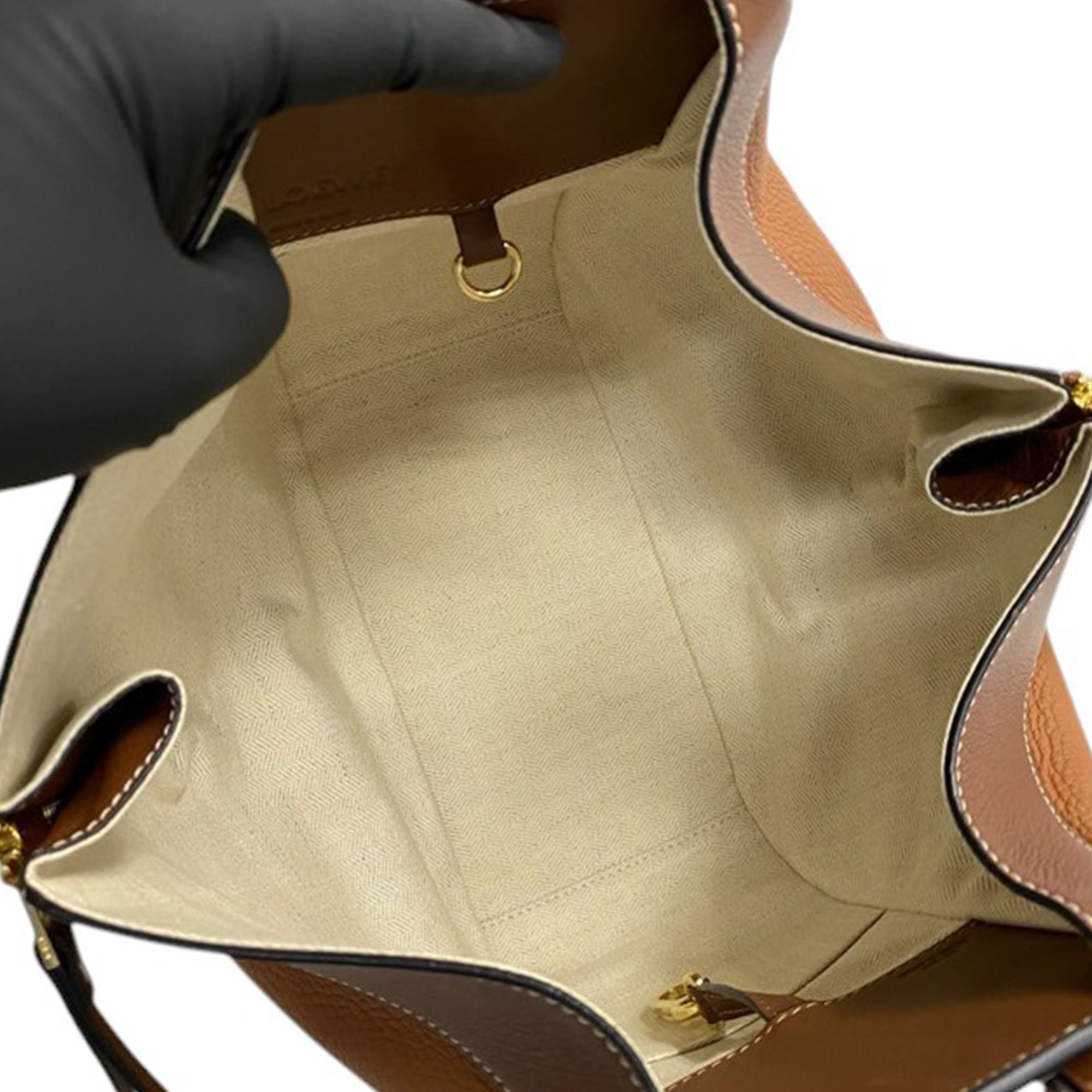 Small Bicolor Leather Hammock Satchel - Image 4