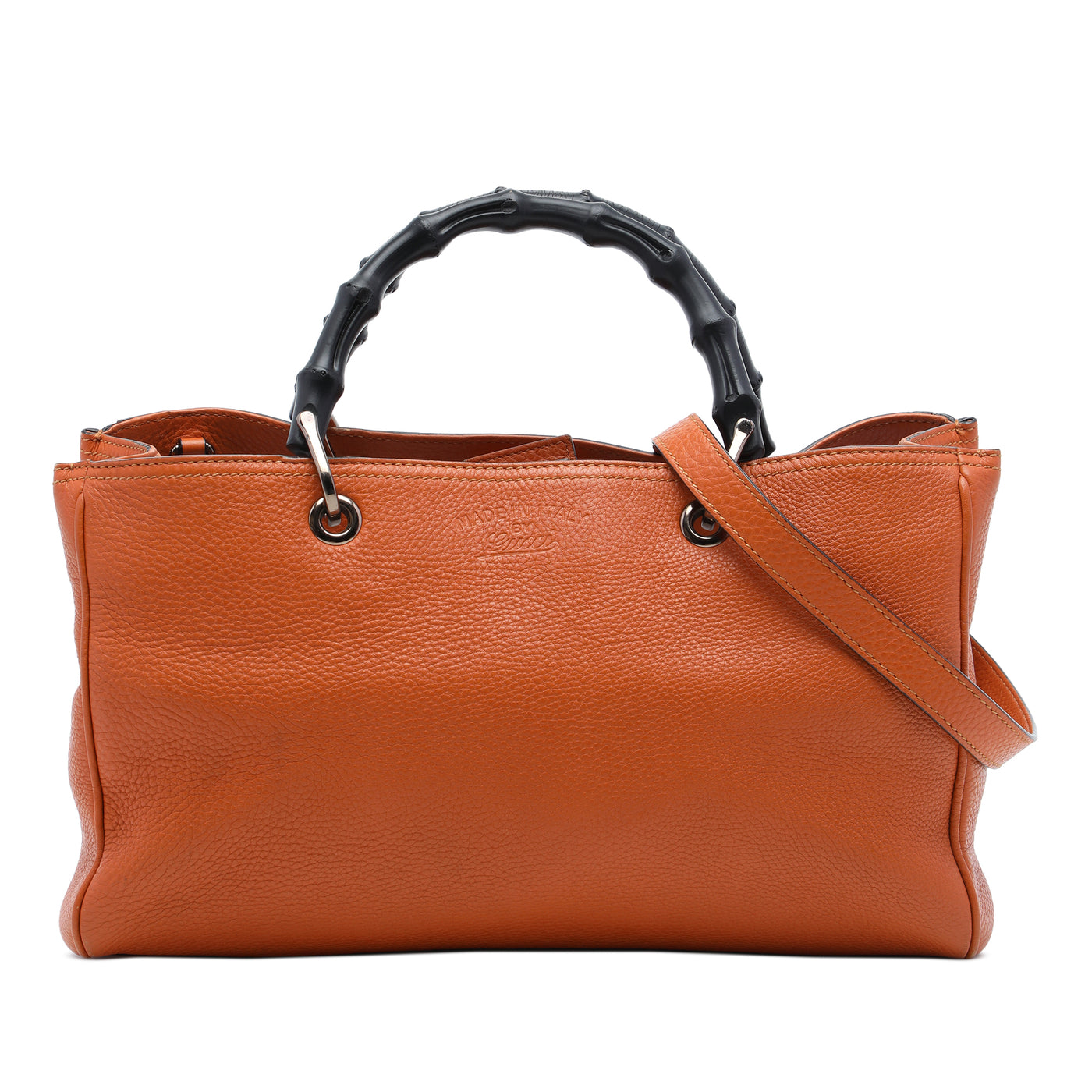 Medium Calfskin Bamboo Shopper Satchel - Image 1