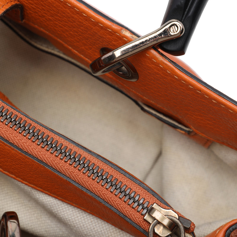 Medium Calfskin Bamboo Shopper Satchel - Image 5