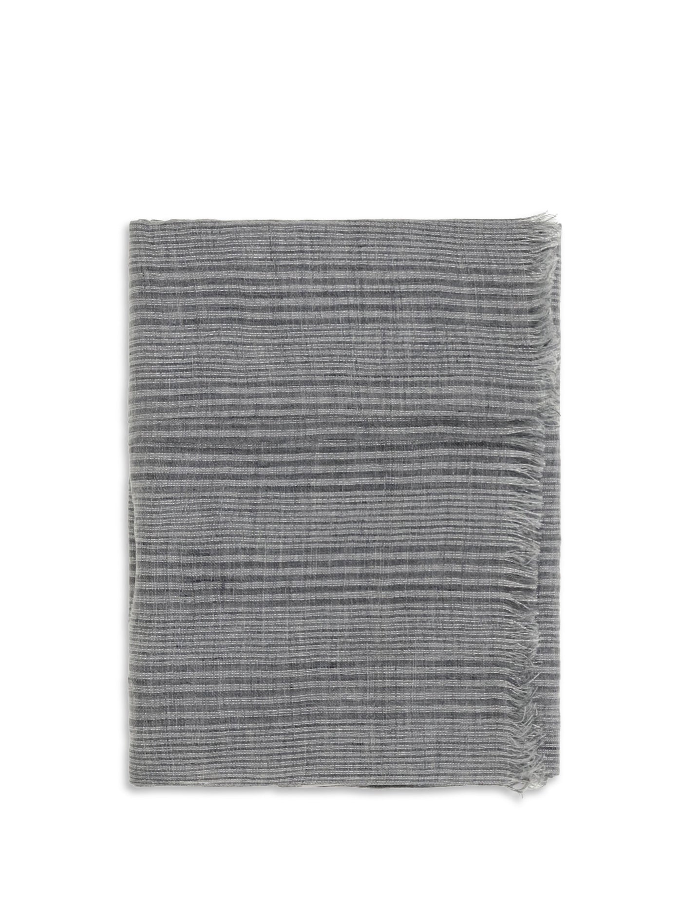 Brunello Cucinelli Linen With Lurex Details Scarf — Gray Linen; Viscose; Polyester Scarfs
