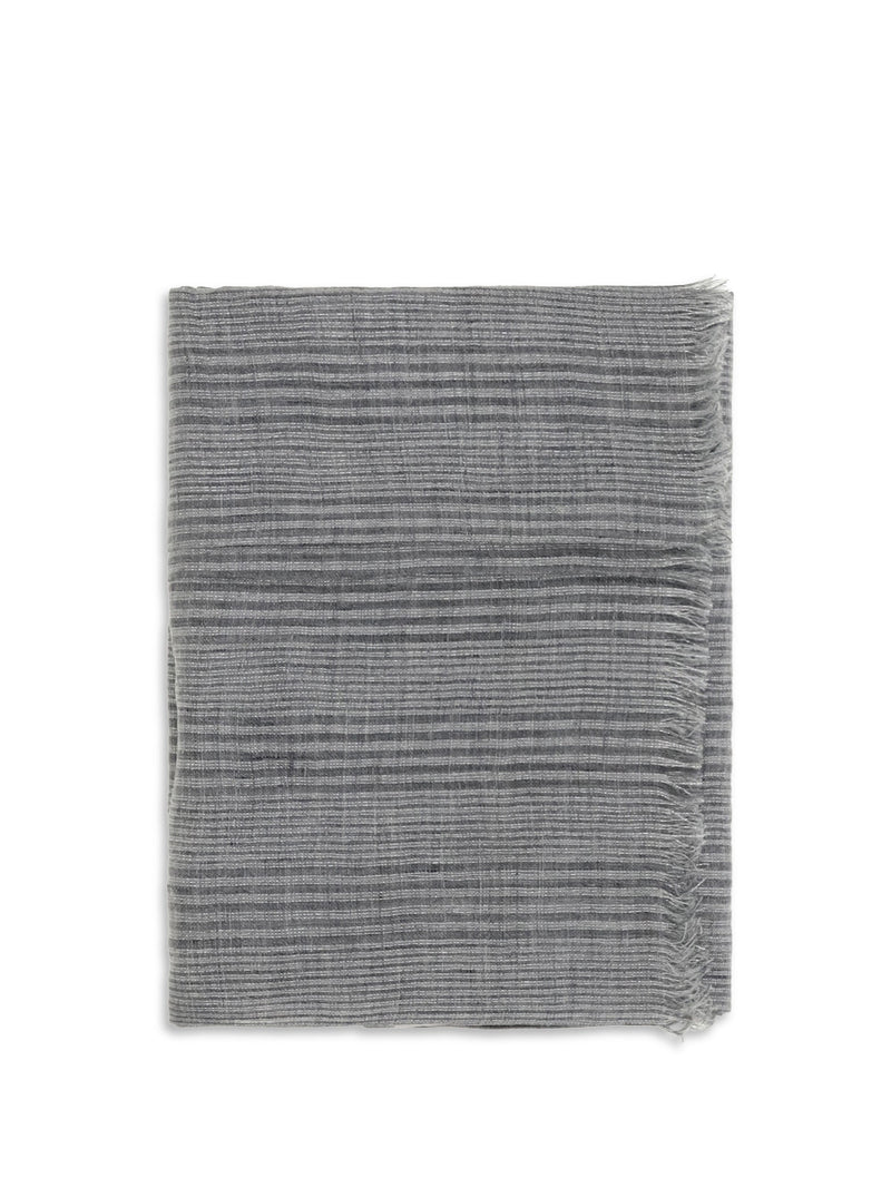 Brunello Cucinelli Linen Striped Scarf — Gray Scarfs