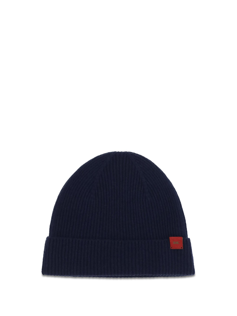Kiton Ucpl003k0239l05 Ribbed Wool Beanie — Navy (ovis Aries) Beanies