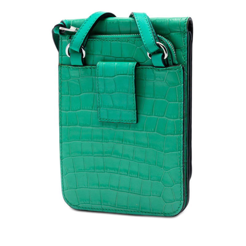 Croc Embossed Leather Anagram Gusset Flat Crossbody - Image 2