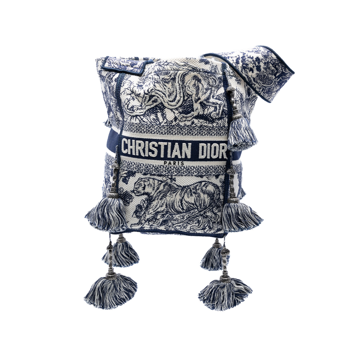 Canvas Embroidered Toile De Jouy D Bubble Bucket Bag - Image 1