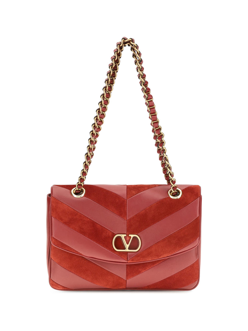 Valentino Garavani Djuna Shoulder Bag — Red Suede