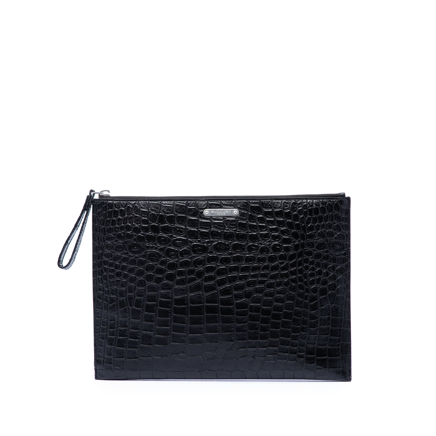 Croc Embossed Leather Clutch - Image 1