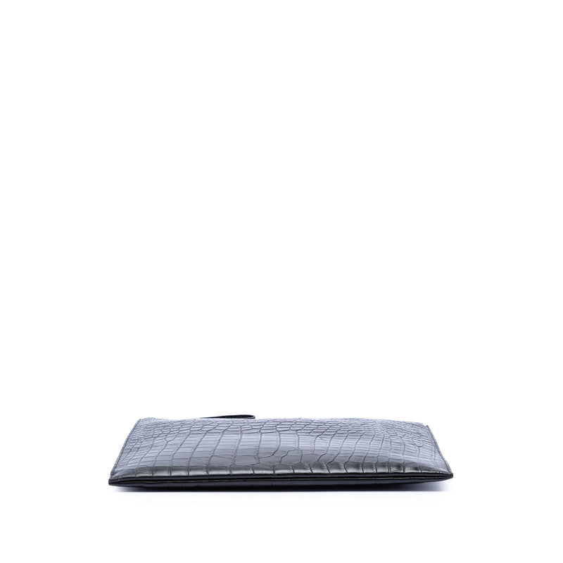 Croc Embossed Leather Clutch - Image 3