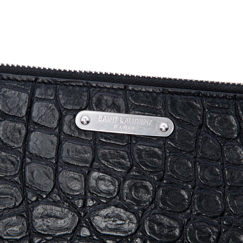 Croc Embossed Leather Clutch - Image 5