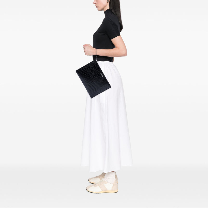 Croc Embossed Leather Clutch - Image 6