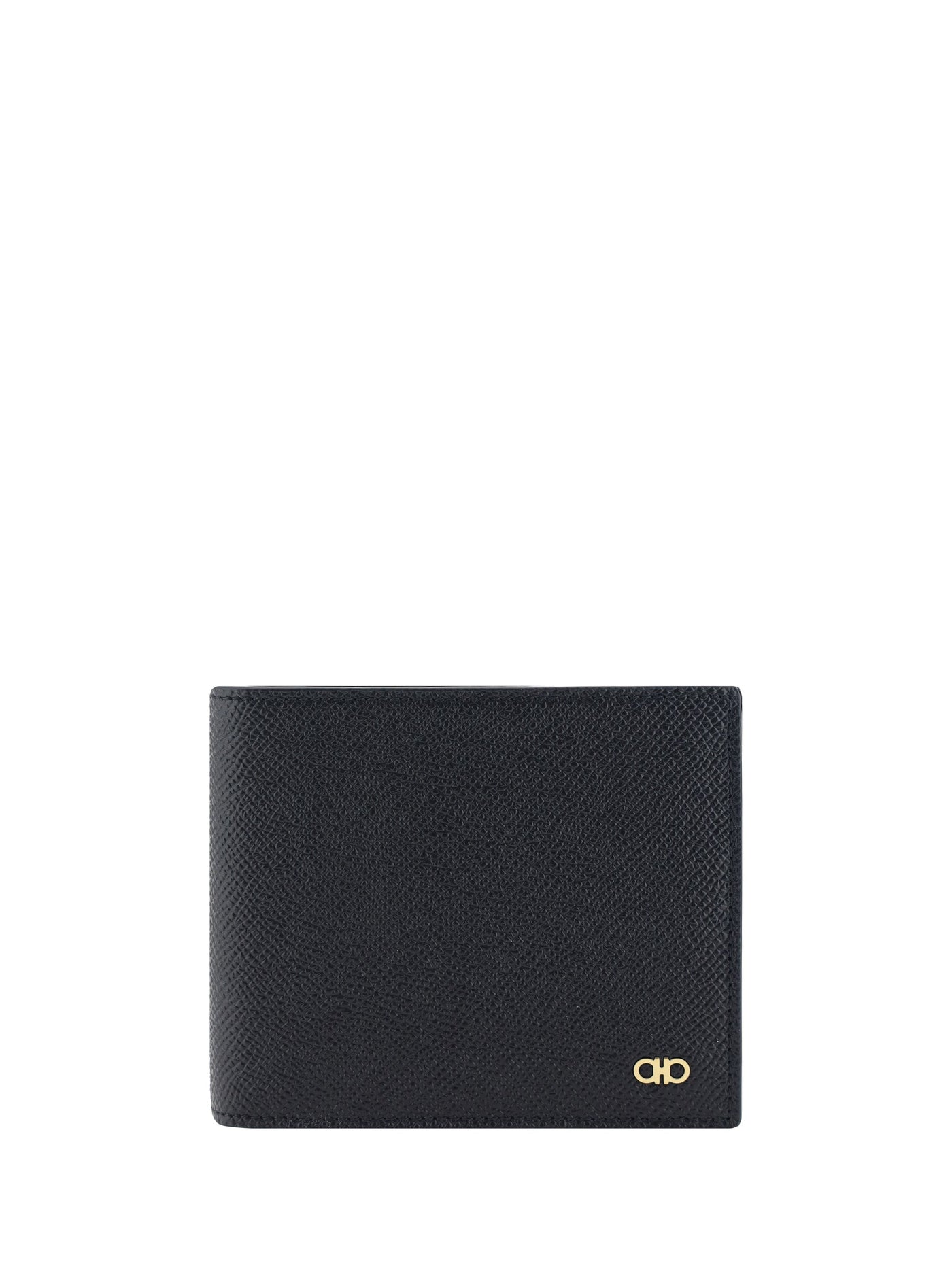 Ferragamo Gancini Logo Bifold Wallet — Black Calf Leather Bos Taurus
