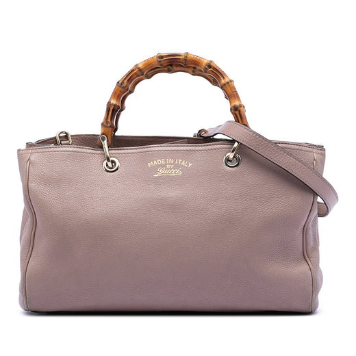 Medium Calfskin Bamboo Shopper Satchel - Image 1