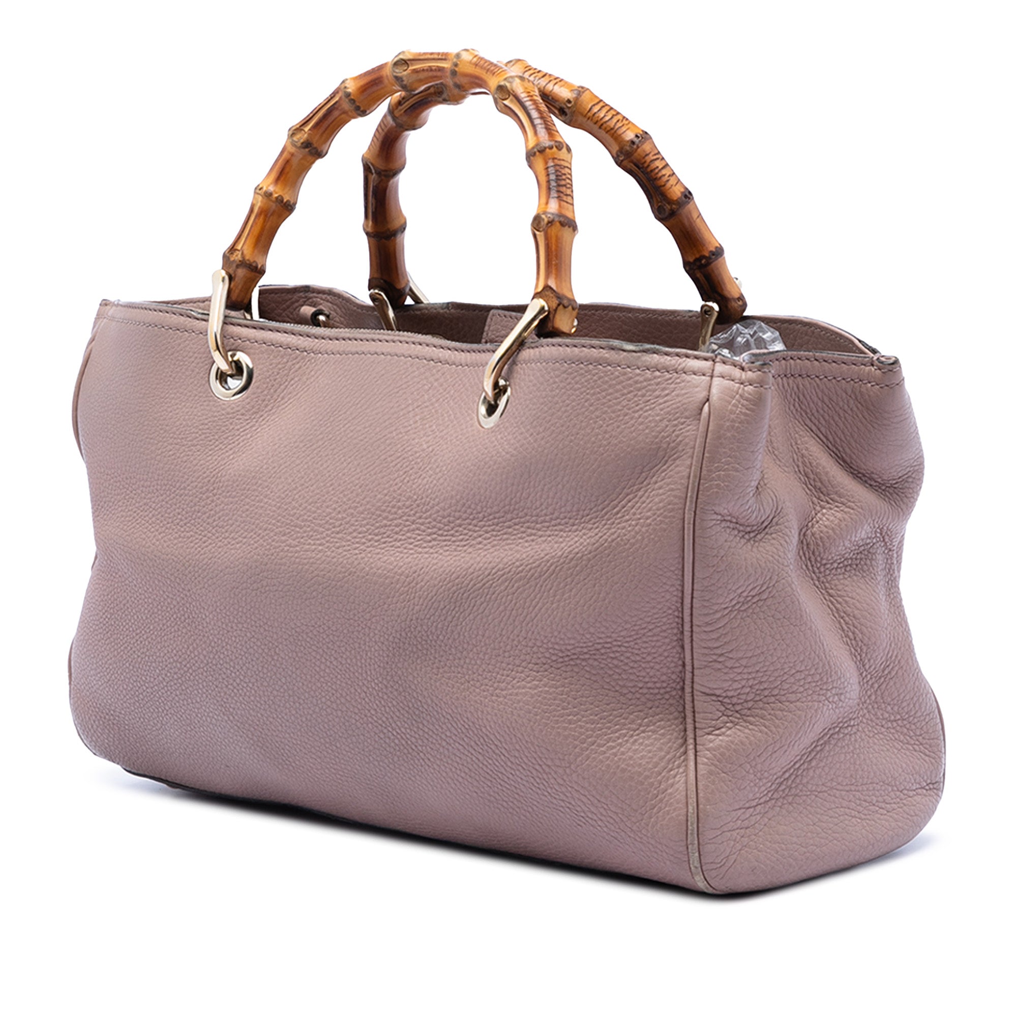 Medium Calfskin Bamboo Shopper Satchel - Image 2