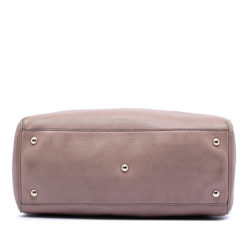 Medium Calfskin Bamboo Shopper Satchel - Image 3