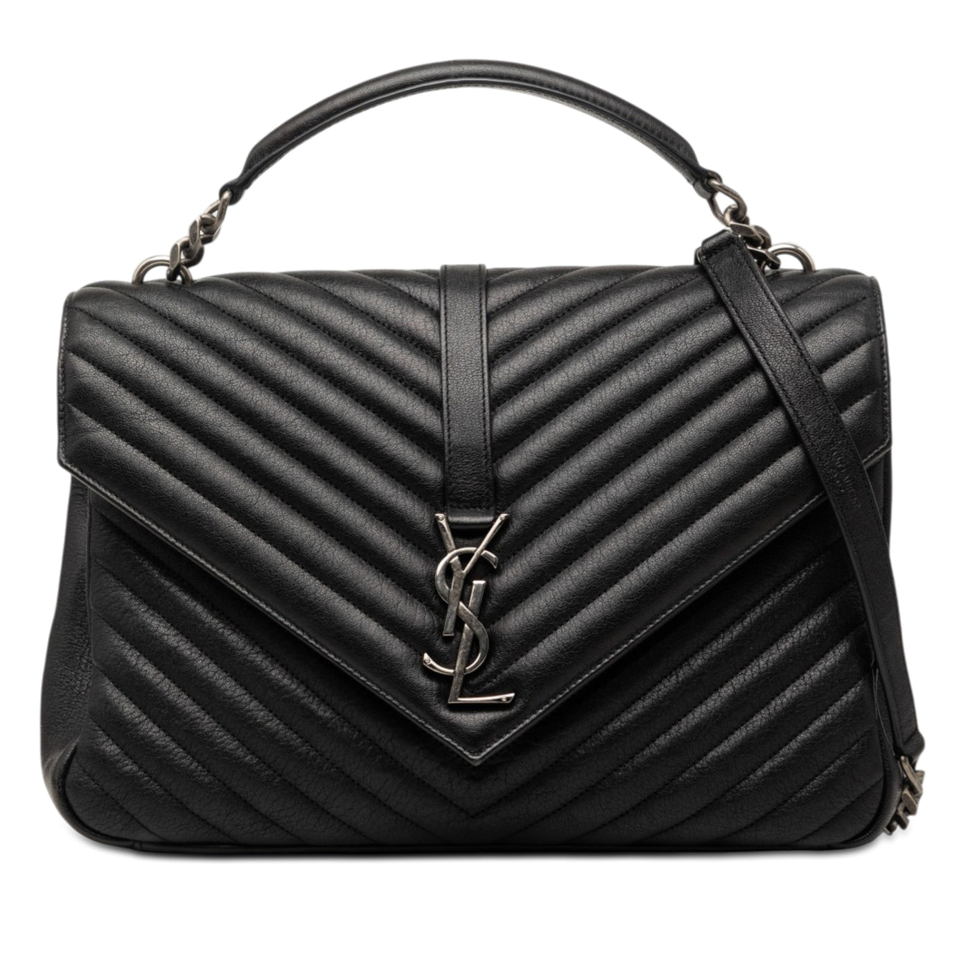 Large Chevron Sheepskin Monogram College Bag - Image 1