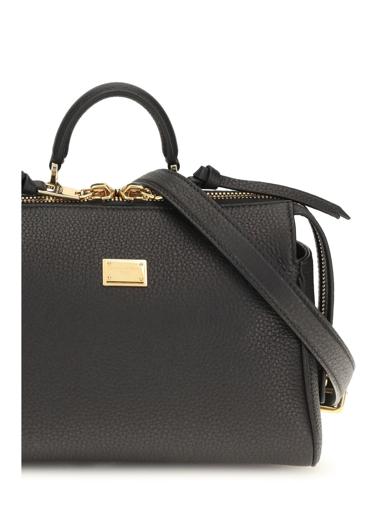 Dolce & Gabbana Calf Leather Top Handle Bag — Black Bos Taurus