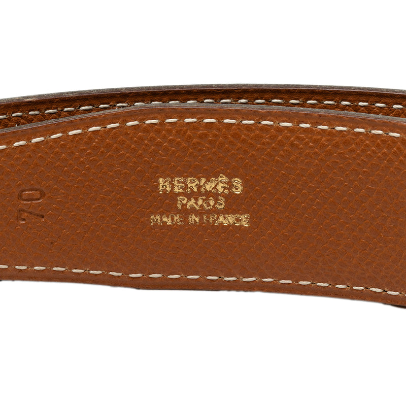 Box Calf and Courchevel Constance H Reversible Belt - Image 5