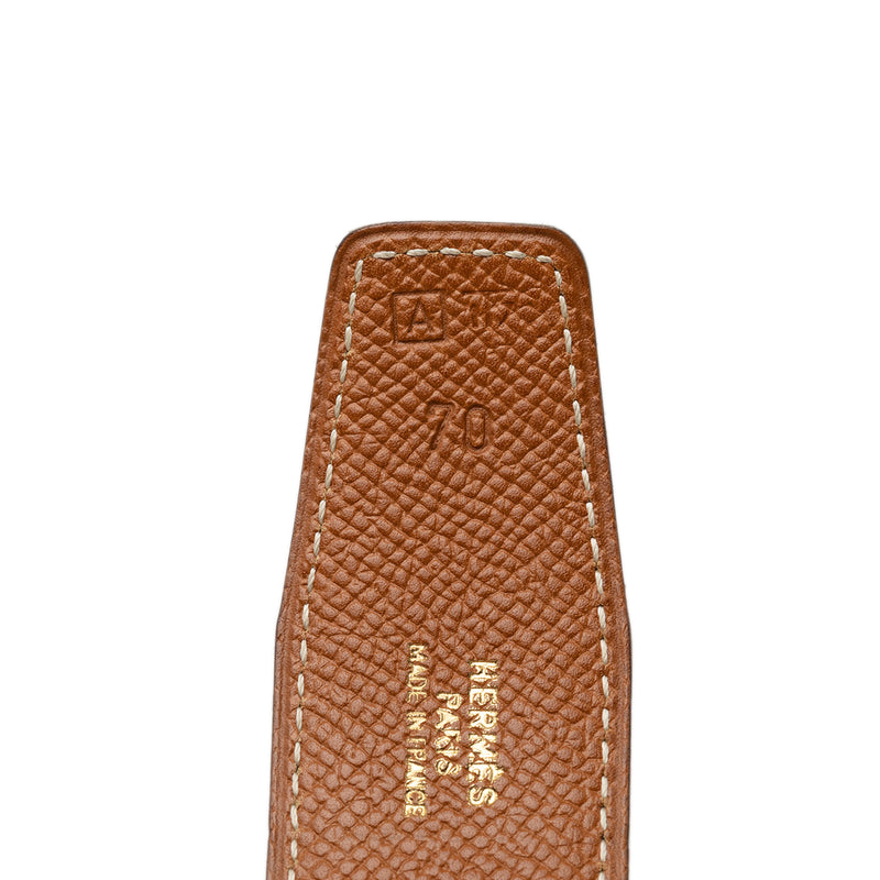Box Calf and Courchevel Constance H Reversible Belt - Image 6