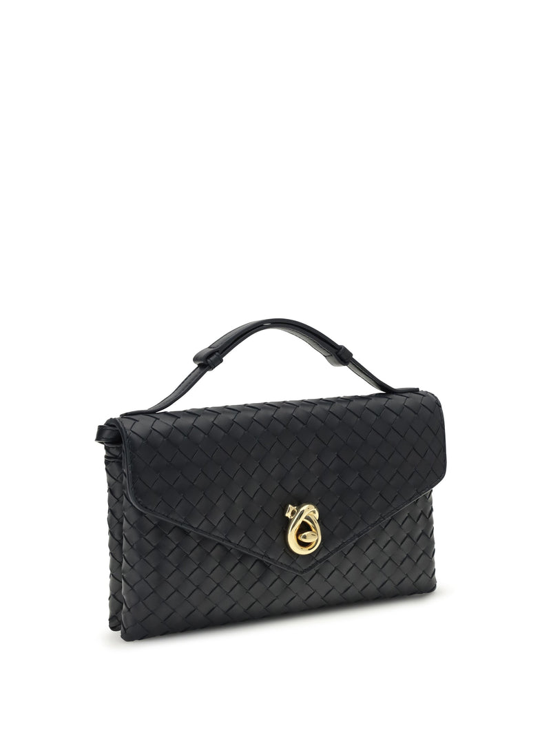 Bottega Veneta Knot Lock Shoulder Bag — Black Lambskin