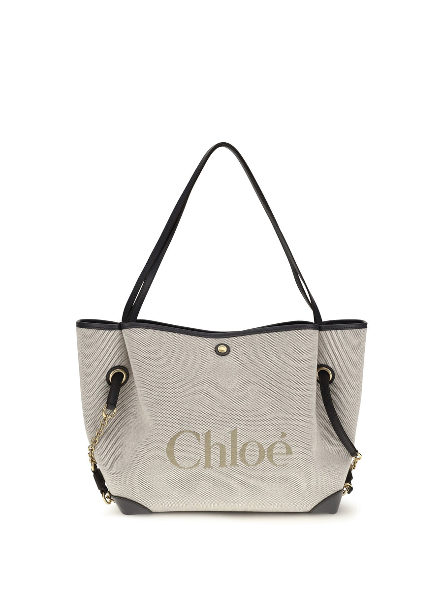 Chloé Canvas Tote Shoulder Bag — Black Cotton