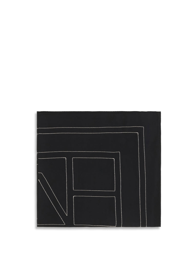Toteme Monogram-Embroidered Organic Silk Scarf — Black Gots-certified Scarfs