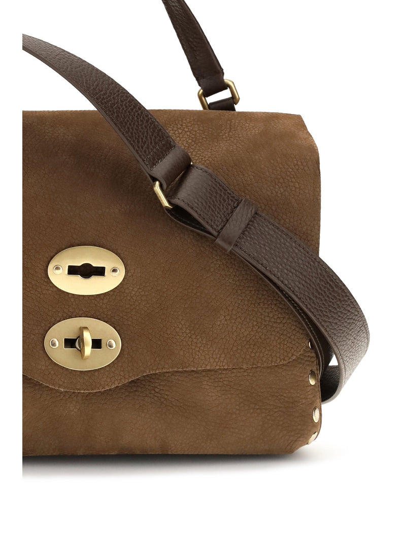 Zanellato Postina Jones Shoulder Bag — Brown Caiman Leather