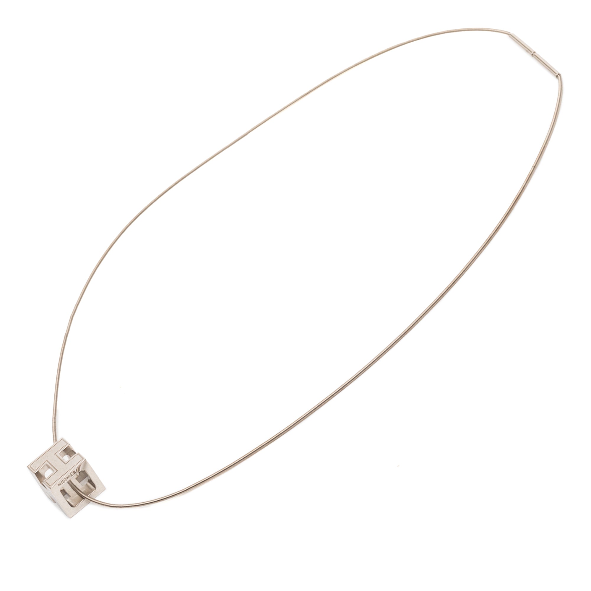 Palladium Plated Enamel Cage dH Cube Necklace - Image 1