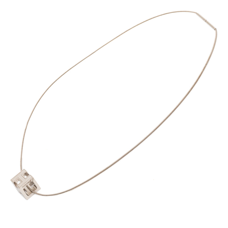 Palladium Plated Enamel Cage dH Cube Necklace
