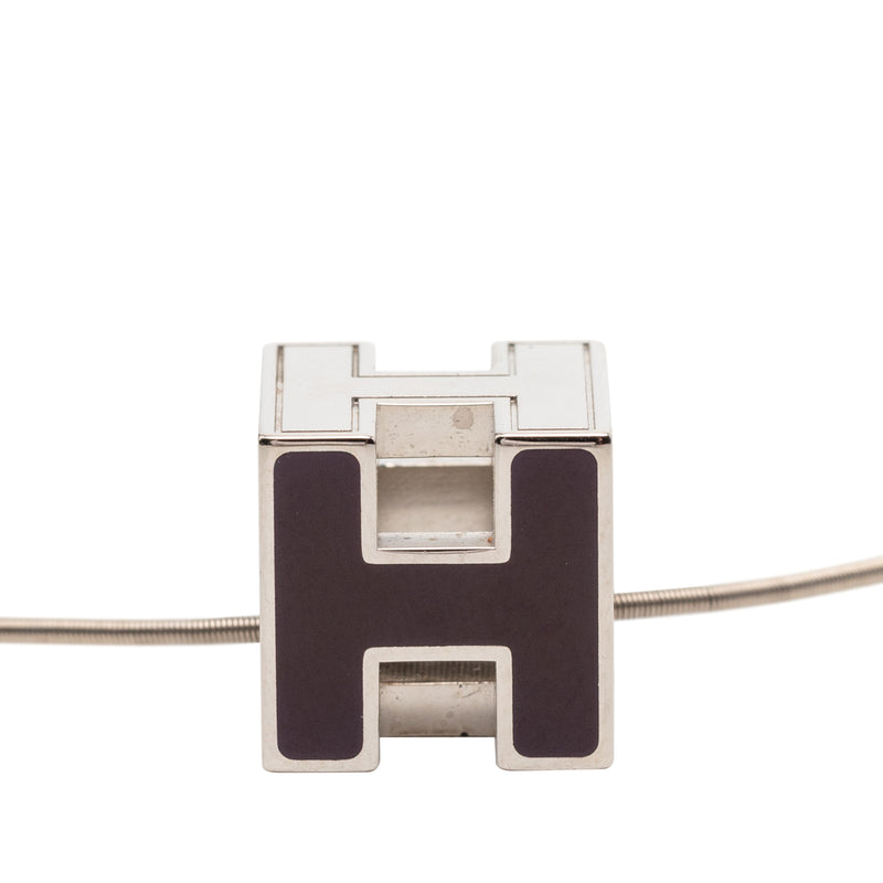 Palladium Plated Enamel Cage dH Cube Necklace - Image 2