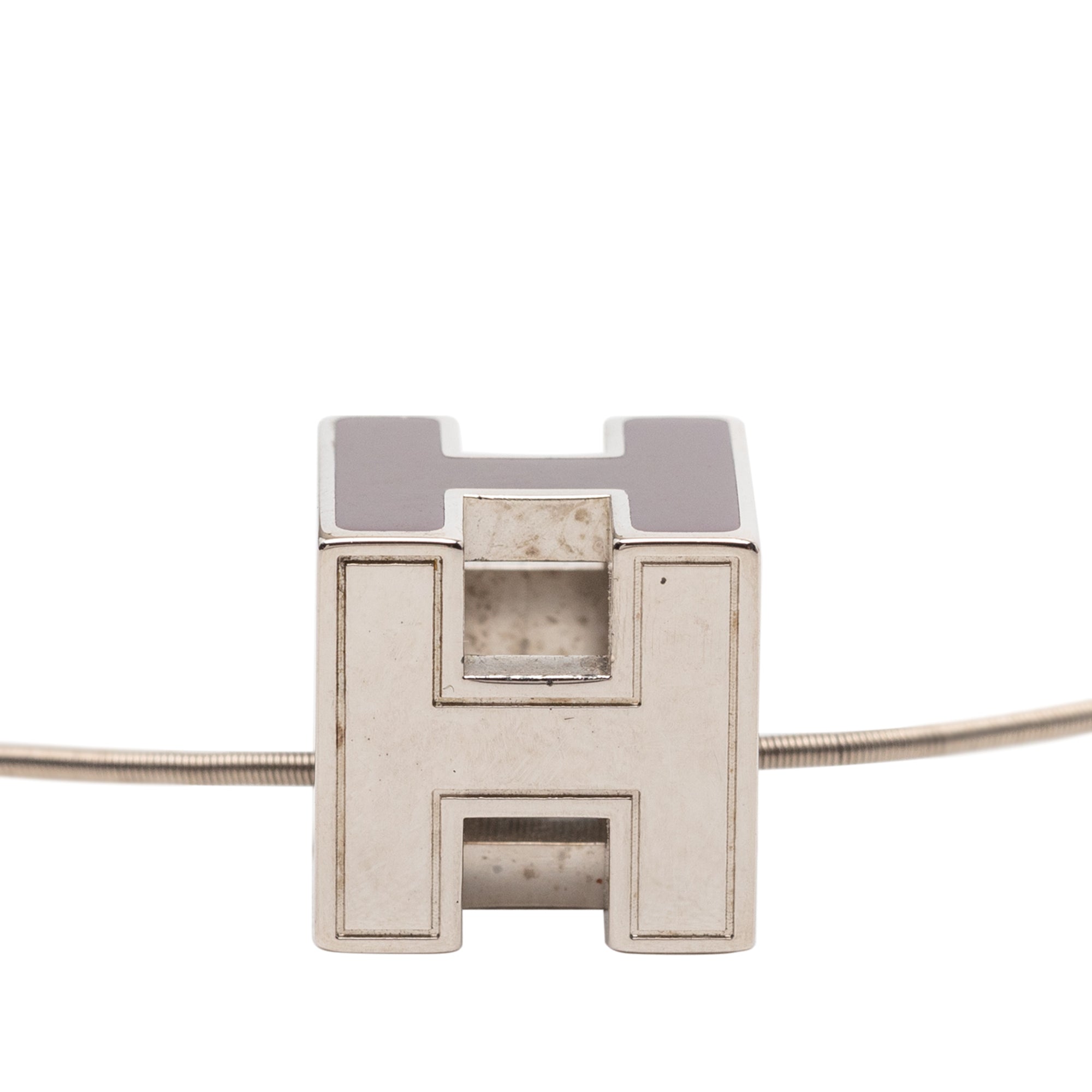 Palladium Plated Enamel Cage dH Cube Necklace - Image 3