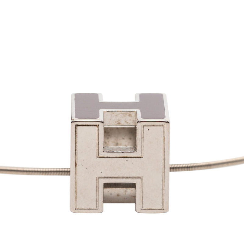 Palladium Plated Enamel Cage dH Cube Necklace - Image 3