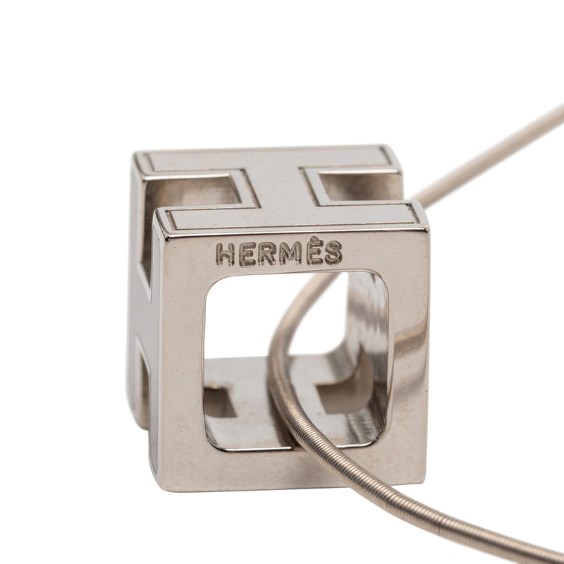 Palladium Plated Enamel Cage dH Cube Necklace - Image 4