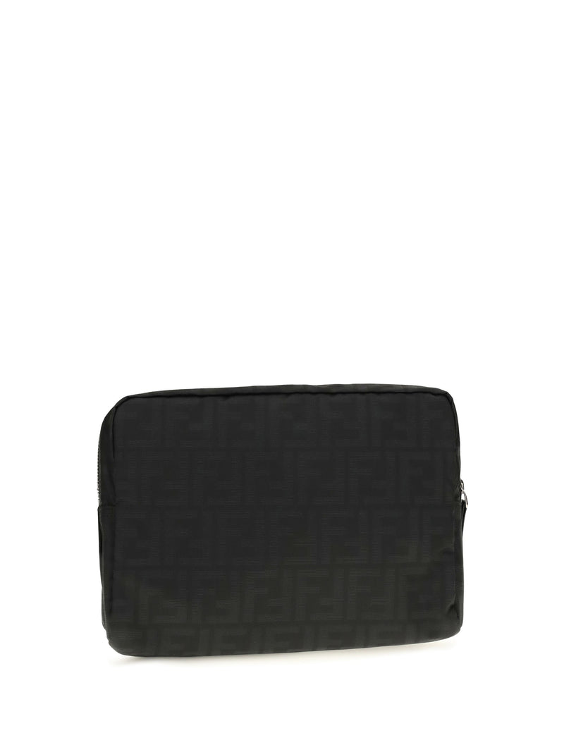 Fendi Ff Zucca Fabric Beauty Case — Black Polyester Travel Wallets