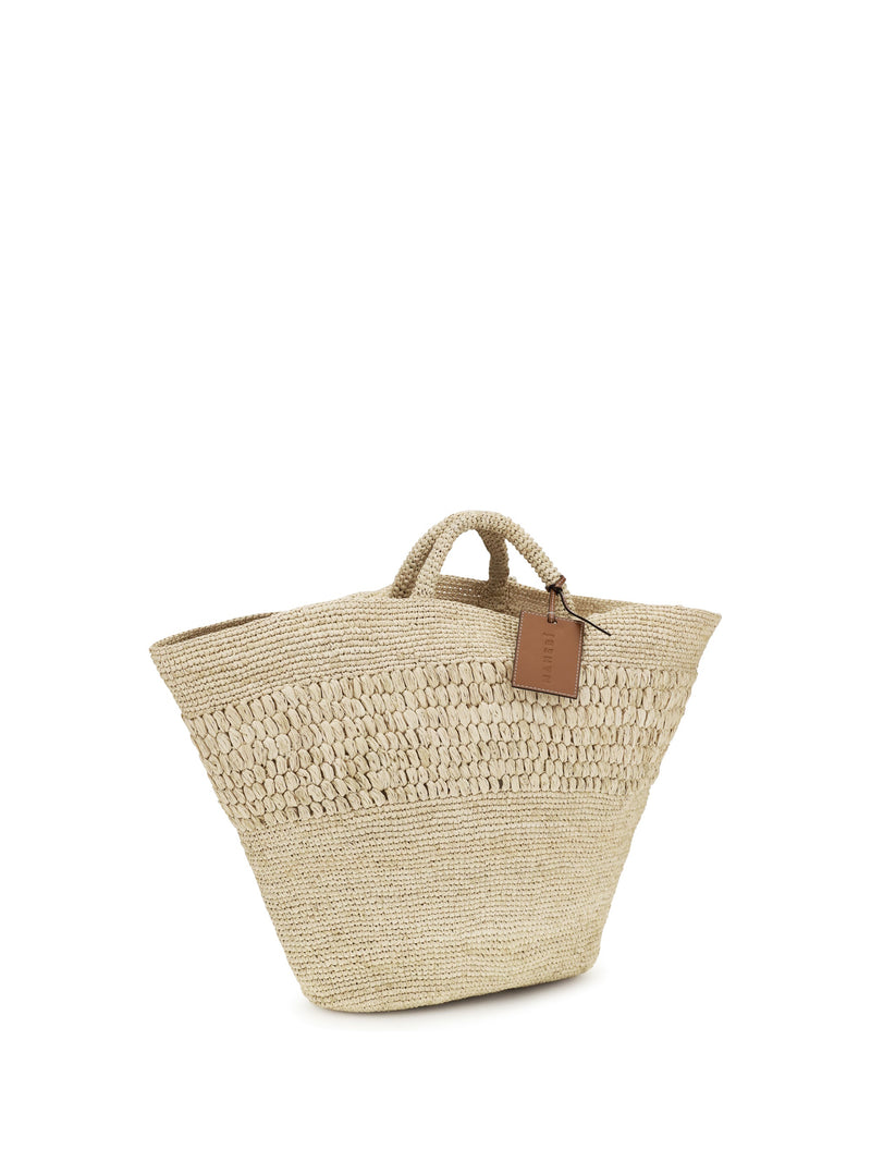 Manebi Fiji Tote Bag — Beige Raffia