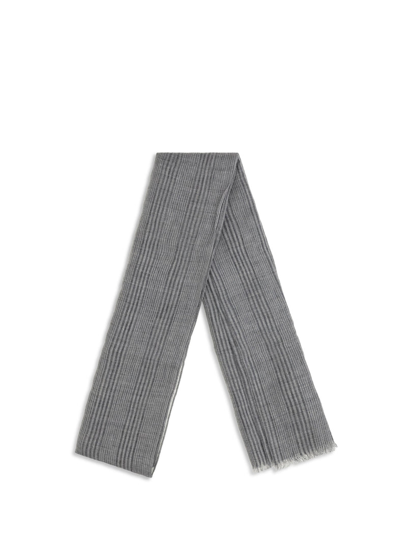 Brunello Cucinelli Linen With Lurex Details Scarf — Gray Linen; Viscose; Polyester Scarfs