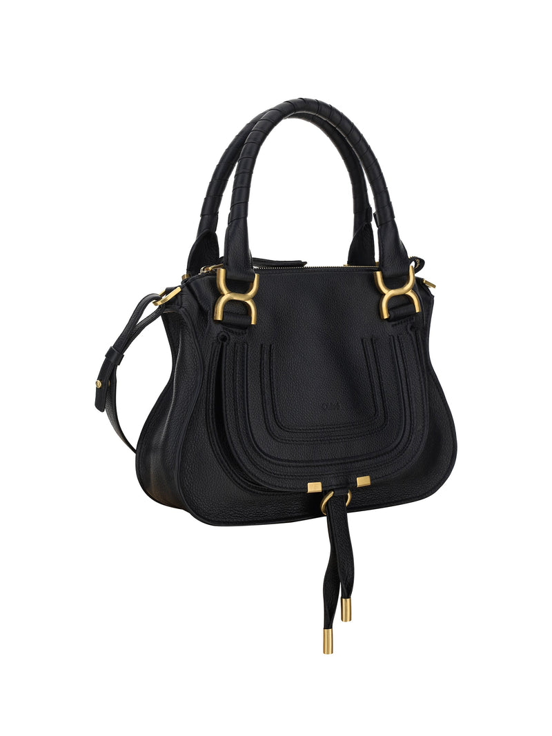 Chloé Marcie Shoulder Bag — Black Calf Leather Bos Taurus