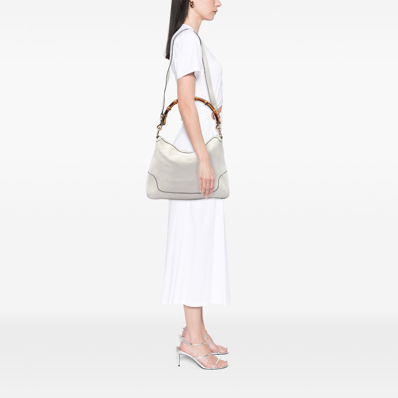 Calfskin Bamboo Diana Satchel - Image 7