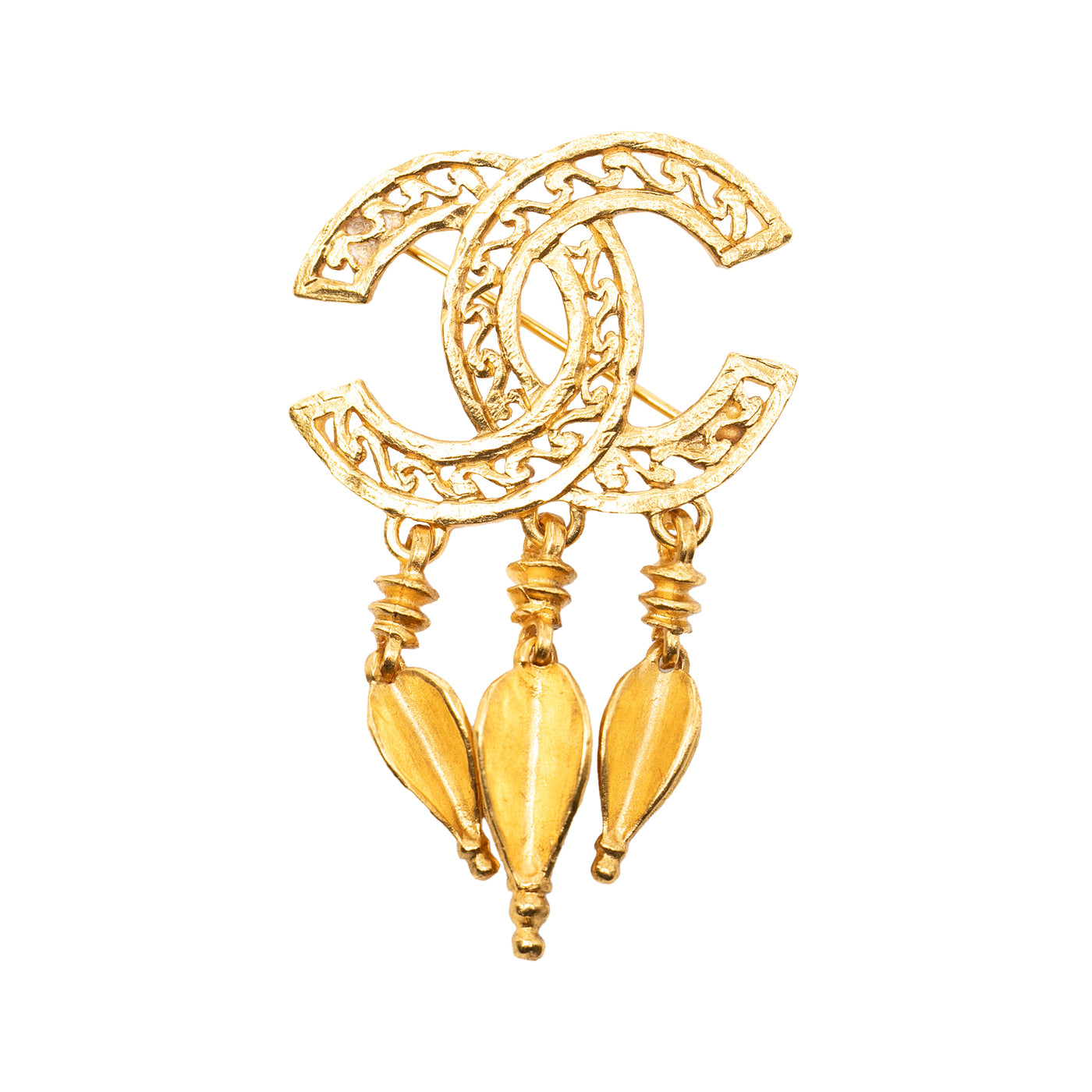 CC Gold Plated Filigree Pin Brooch - Image 1