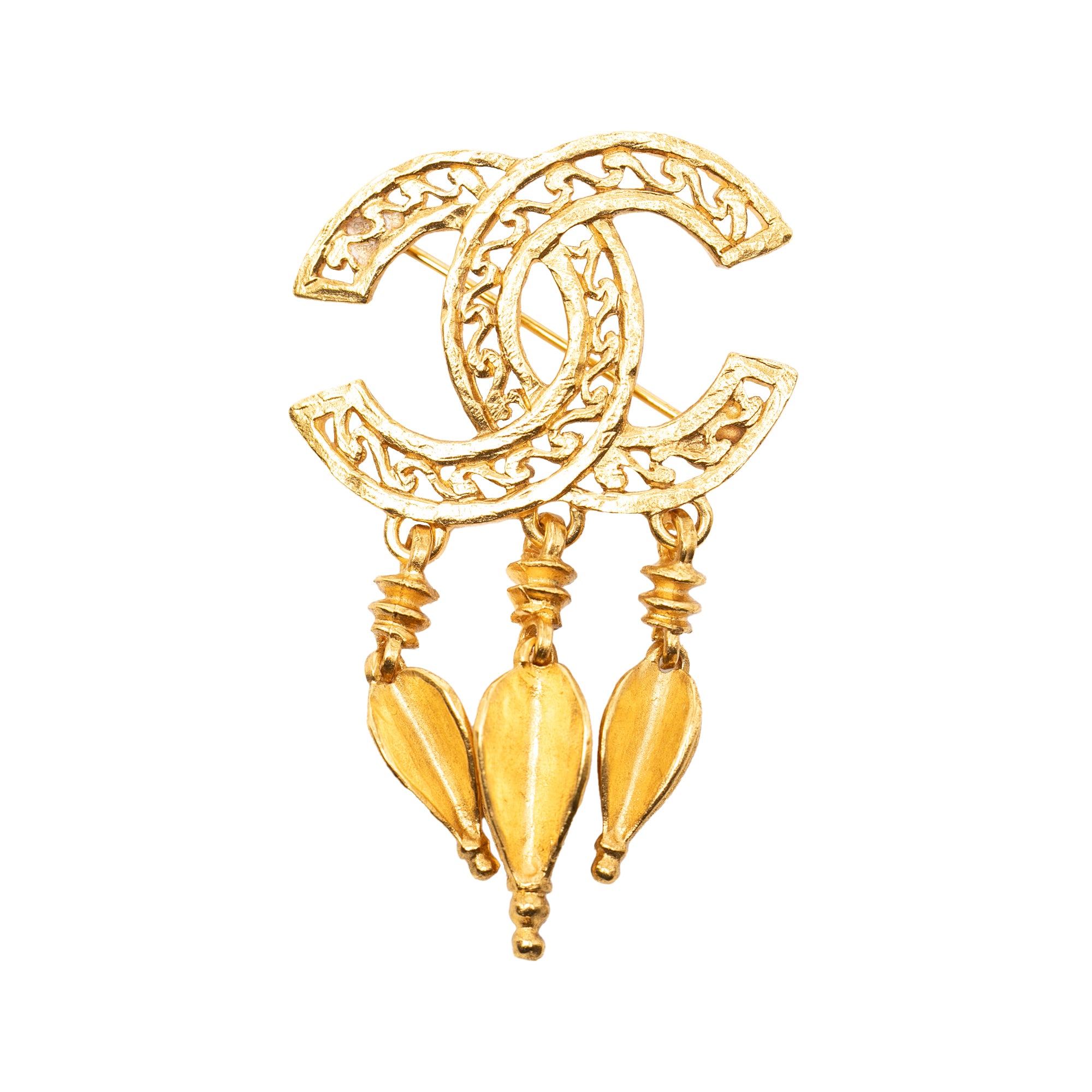 CC Gold Plated Filigree Pin Brooch - Image 1
