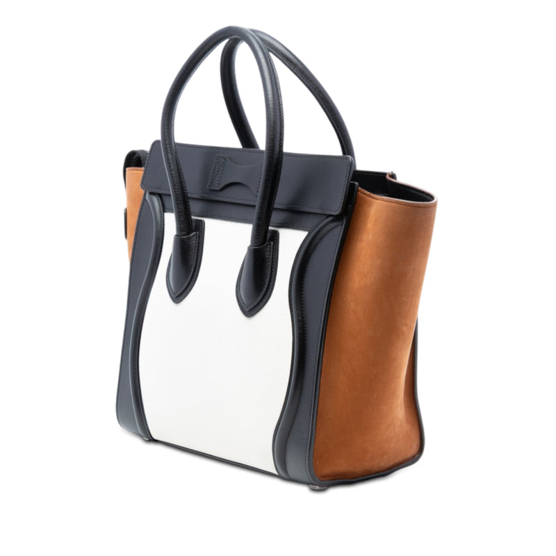 Micro Tricolor Nubuck and Calfskin Luggage Tote - Image 2