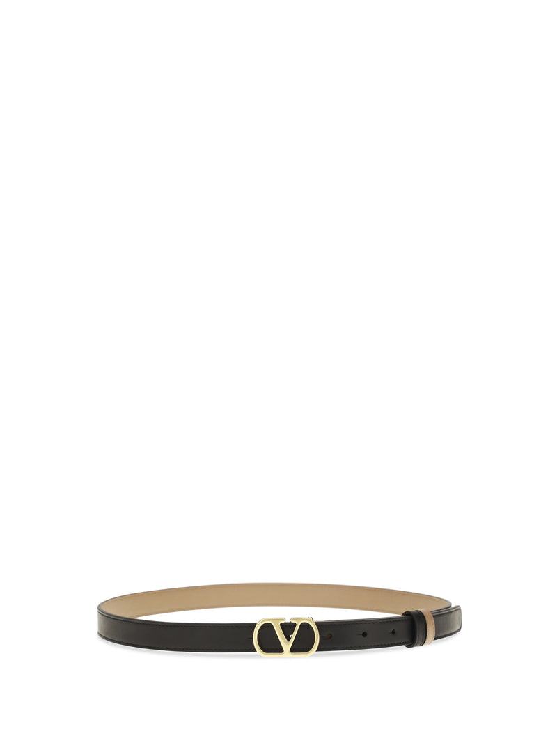 Valentino Garavani Reversible Calfskin Belt — Black Calf Leather